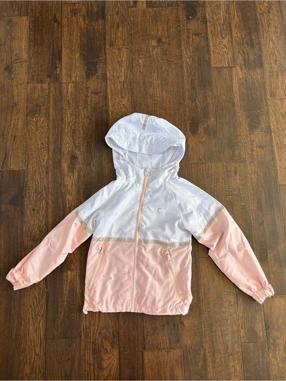 ZYIA White and Pink Hooded Windbreaker for Kids
